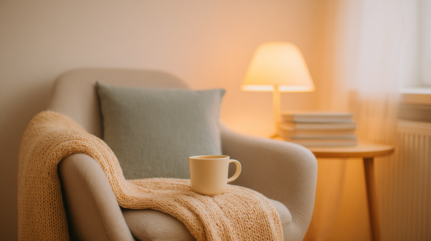 A cozy reading nook with Fuku's printed guides